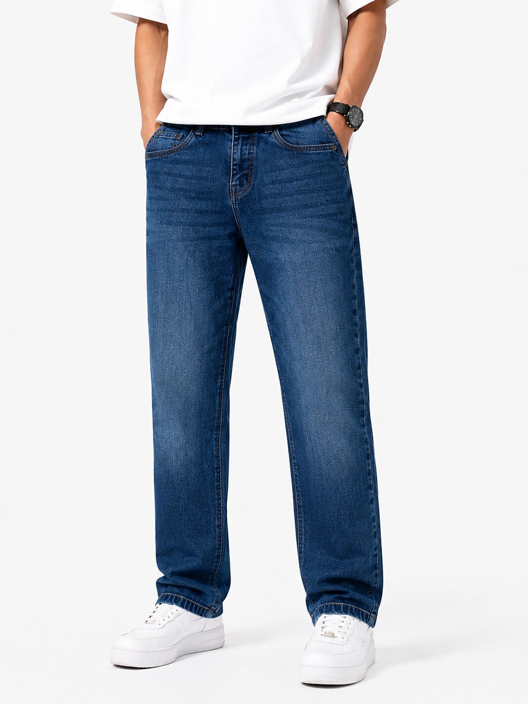 Men's Classic Straight Fit Blue Jeans