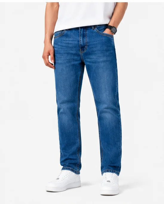 Men's Premium Embroidered Pocket Blue Jeans