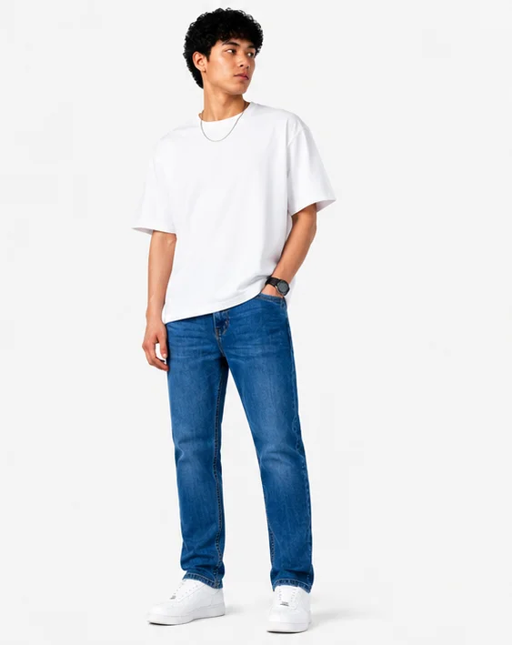 Men's Premium Embroidered Pocket Blue Jeans view 3