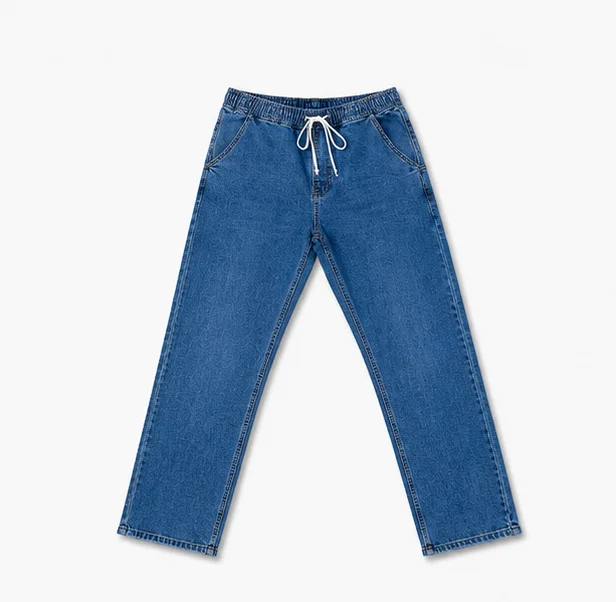 Men's Blue Drawstring Denim Joggers — alternate view