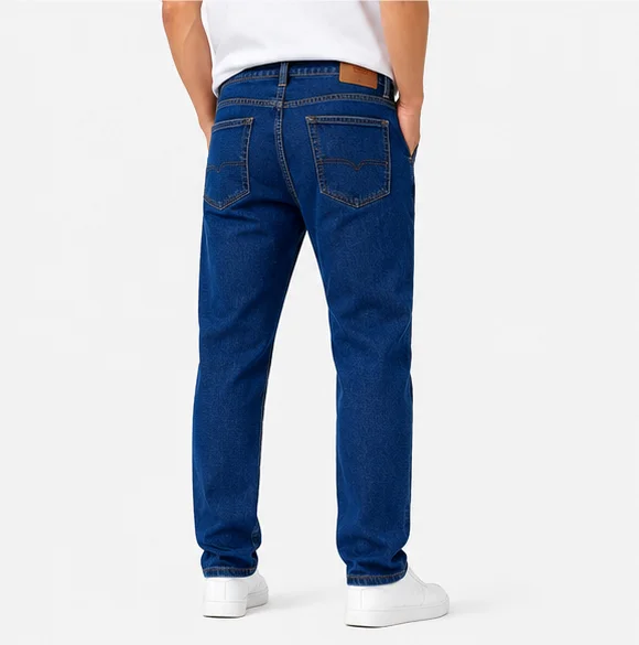 Men's Classic Dark Blue Straight Fit Jeans view 2