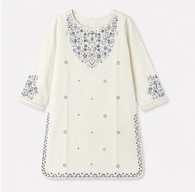 Girls Off-White Embroidered 2-Piece Suit — alternate view