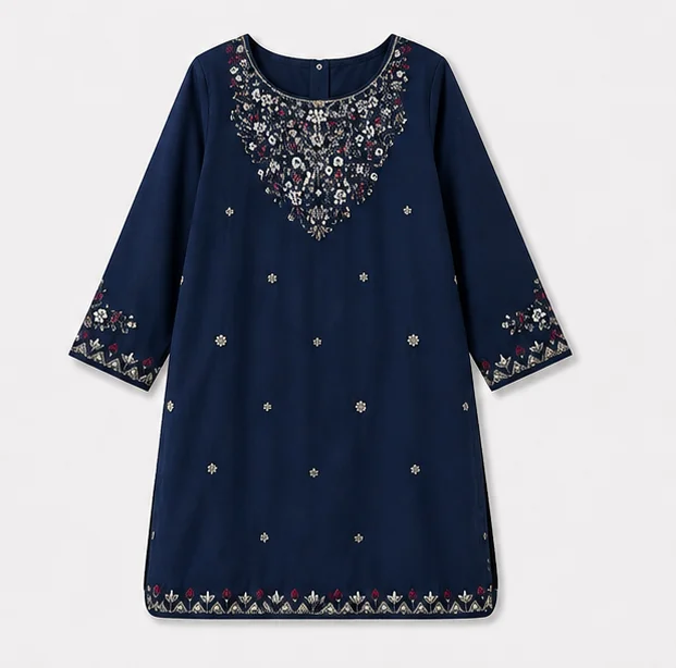 Girls Charcoal  Embroidered 2-Piece Suit — alternate view