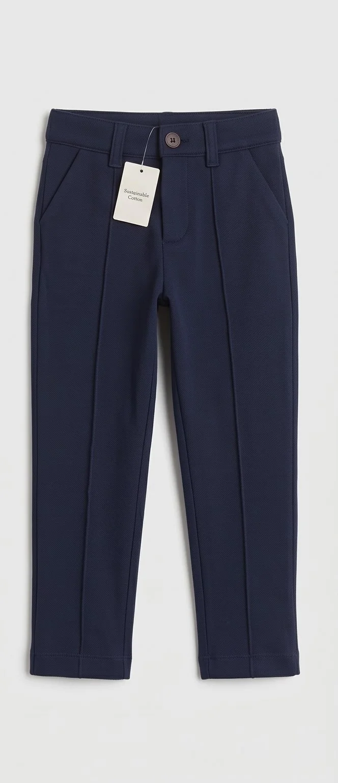 Mango Navy Blue Sustainable Cotton Trousers