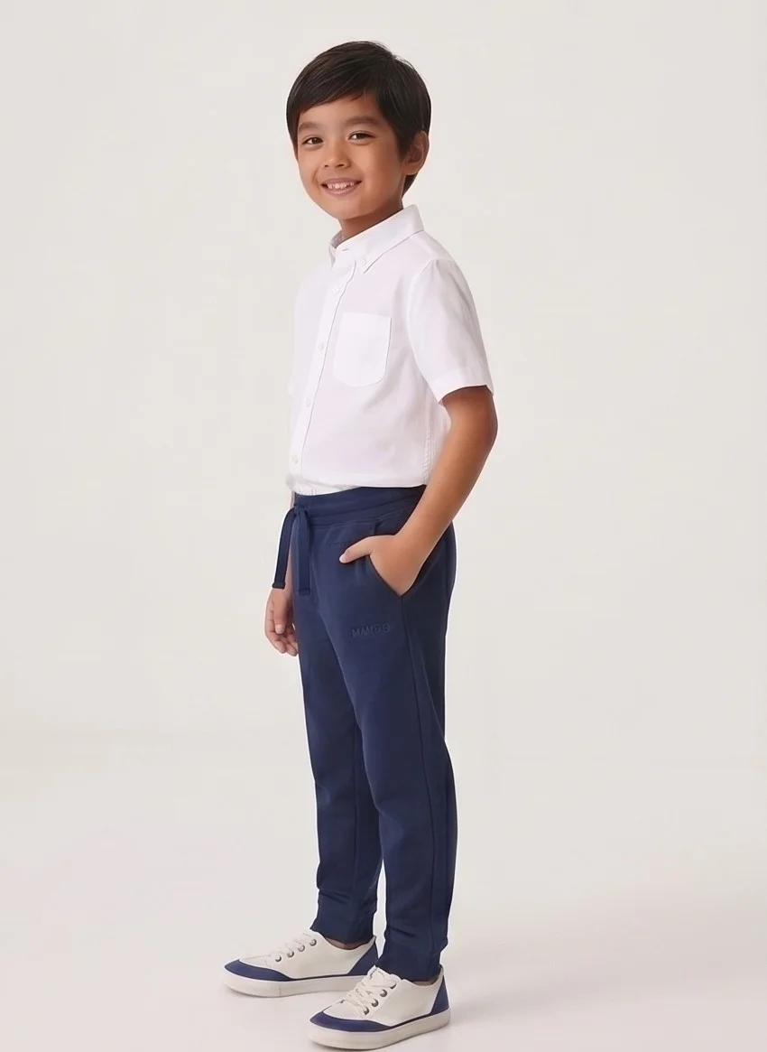 Mango Royal Blue drawstring Jogger Pants view 3