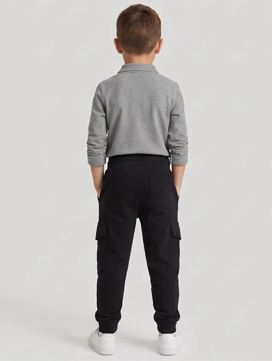 Mango Black Cargo Jogger Pants view 2