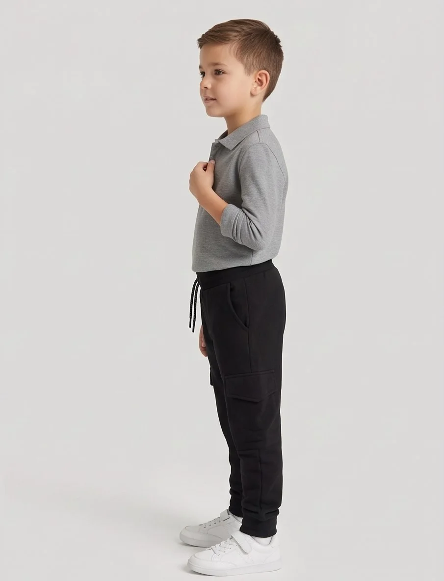 Mango Black Cargo Jogger Pants view 3
