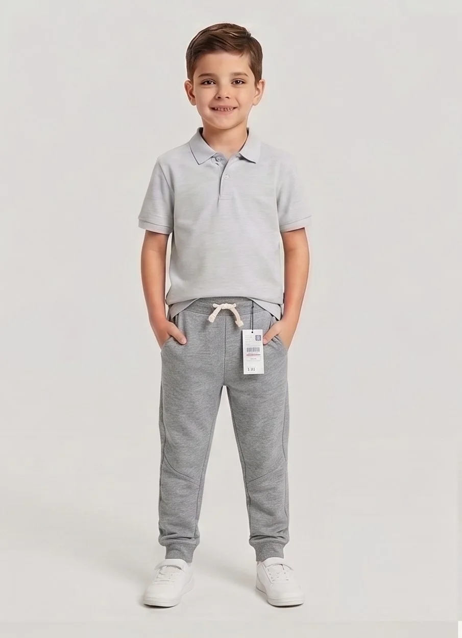 Mango Grey Terry Drawstring Jogger Pants — alternate view
