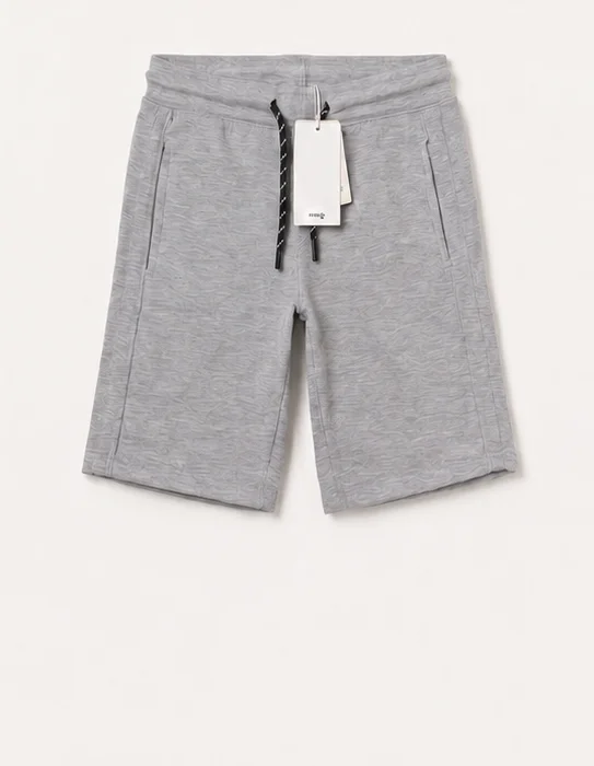 Kids's Heather Grey Textured Drawstring Shorts