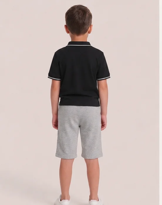 Kids's Heather Grey Textured Drawstring Shorts view 2