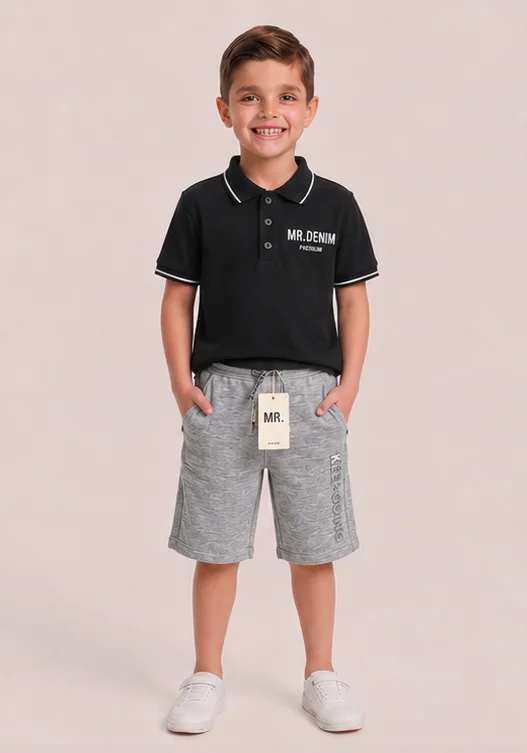 Kids' Heather Grey "Keep Going" Drawstring Shorts — alternate view