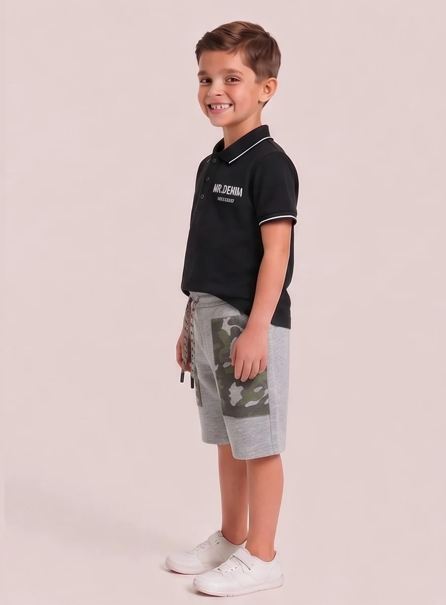Kids' Heather Grey Camo Pocket Shorts view 3
