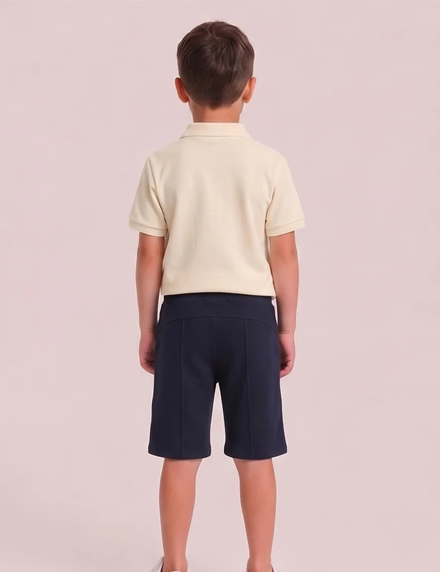 Kids' Navy Blue Drawstring Shorts view 2
