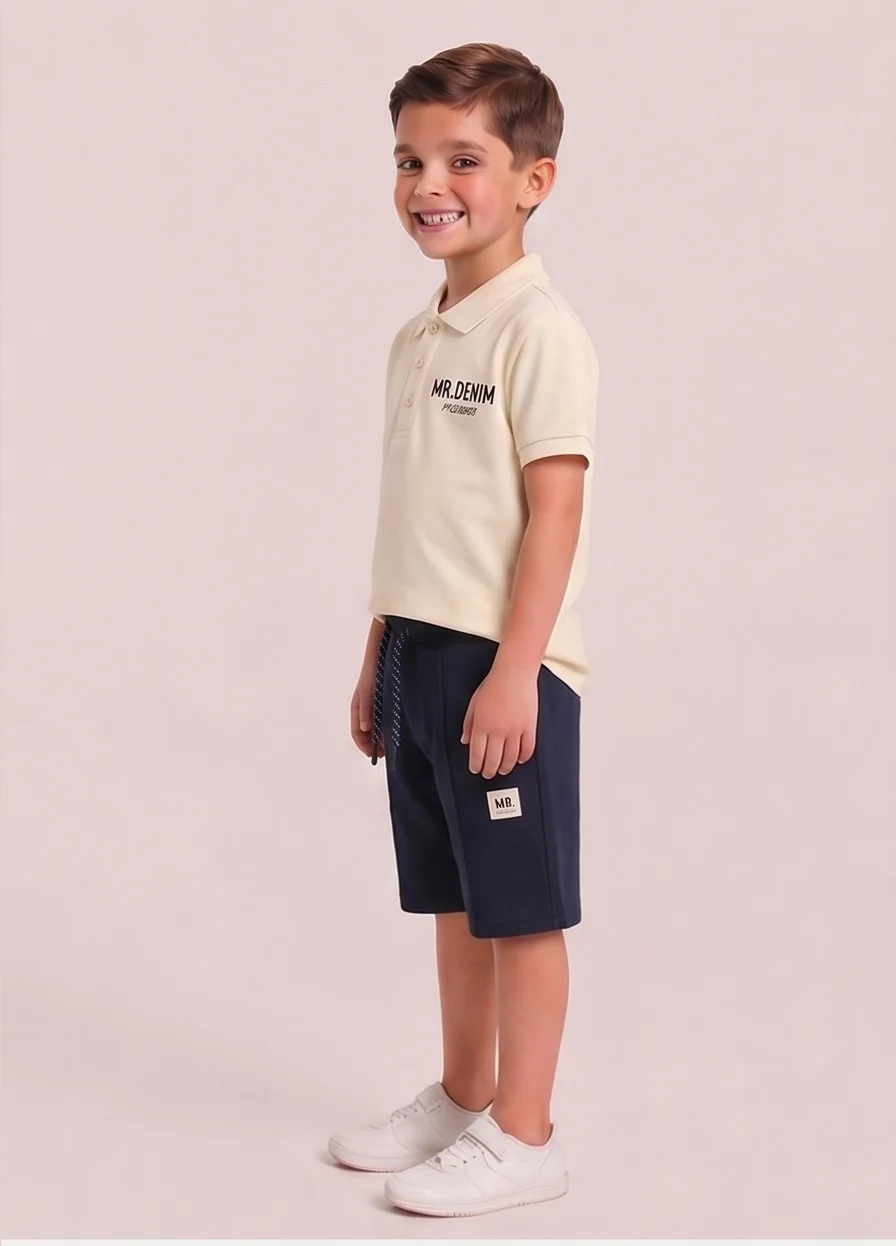 Kids' Navy Blue Drawstring Shorts view 3