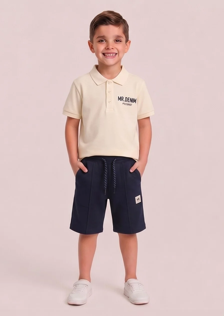 Kids' Navy Blue Drawstring Shorts — alternate view