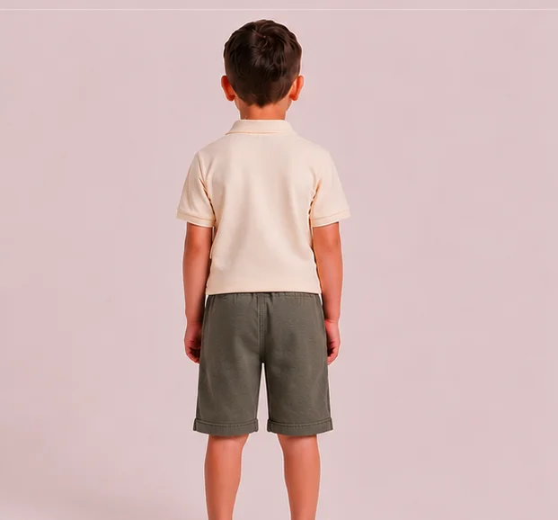 Boys' Olive Green Drawstring Cargo Shorts view 2