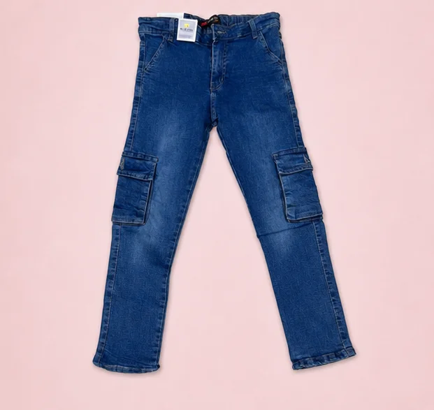 MR.DENIM Kids Dark Blue Denim Cargo Pants