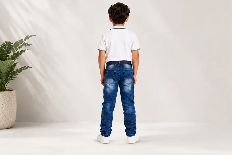 MR.DENIM Kids Blue Tiger Graphic Jeans with Belt view 2