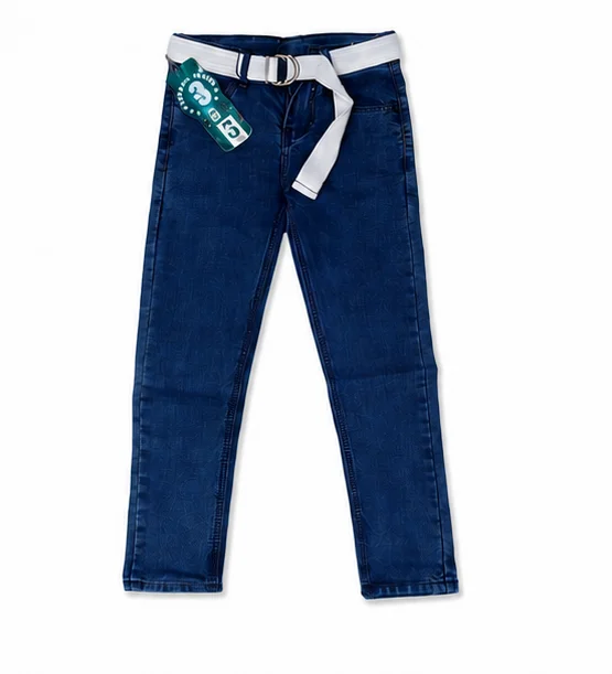 MR.DENIM Kids Dark Blue Textured Jeans with White Belt
