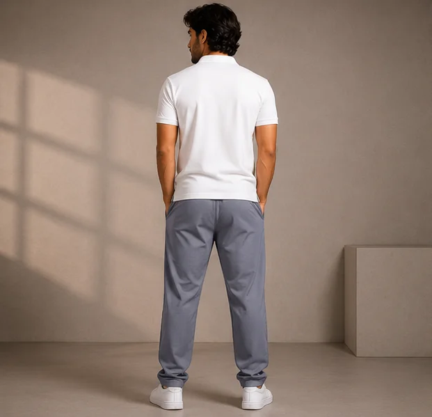 MR.DENIM Grey Popcorn Fabric Trouser view 2