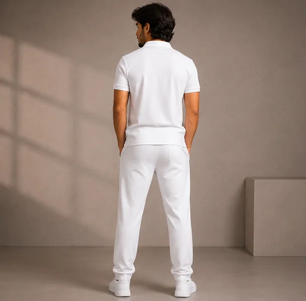 MR.DENIM White Popcorn Fabric Trouser view 2