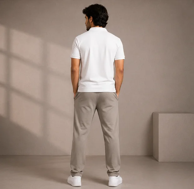 MR.DENIM Beige Popcorn Fabric Trouser view 2