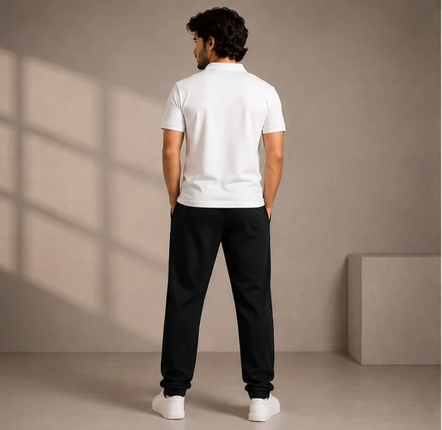 MR.DENIM Black Popcorn Fabric Trouser view 2
