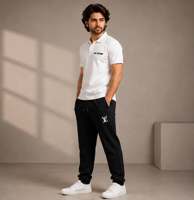 MR.DENIM Black Popcorn Fabric Trouser view 3