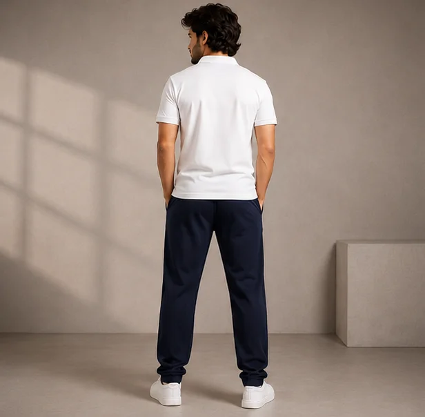 MR.DENIM Dark Blue Popcorn Fabric Trouser view 2