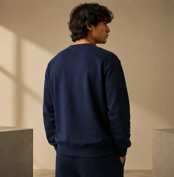 Premium Navy Blue Crewneck Sweatshirt view 2