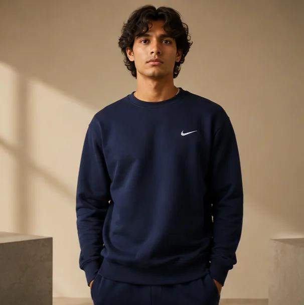 Premium Navy Blue Crewneck Sweatshirt — alternate view