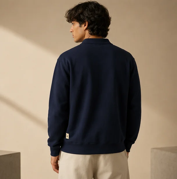 Premium Navy & Maroon Quarter-Zip Sweatshirt view 2