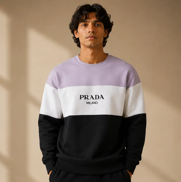 Premium Tri-Color Block Graphic Sweatshirt — alternate view
