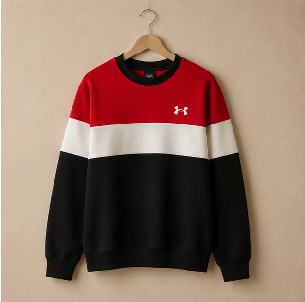 Premium Tri-Color Block Crewneck Sweatshirt