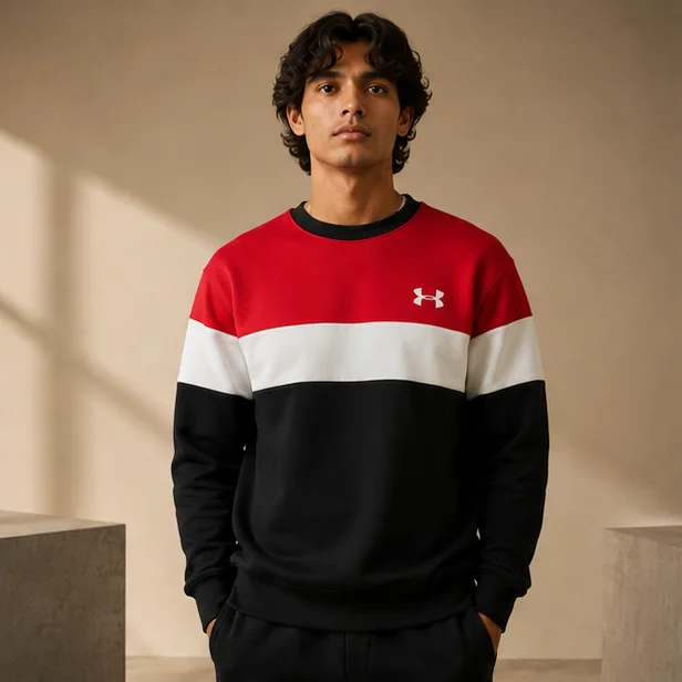 Premium Tri-Color Block Crewneck Sweatshirt — alternate view