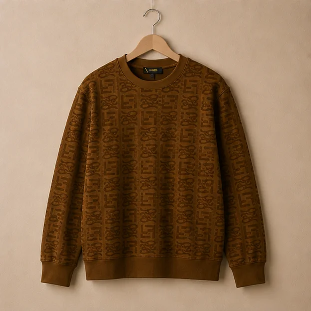 Premium Brown Monogram Crewneck Sweatshirt